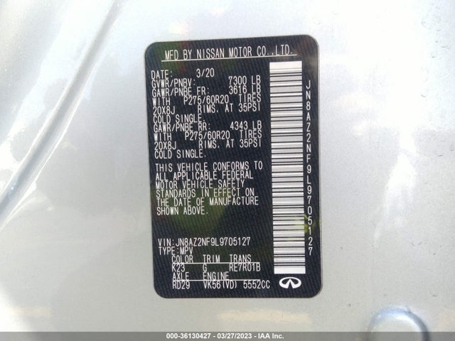 2020 Infiniti QX80, VIN: JN8AZ2NF9L9705127