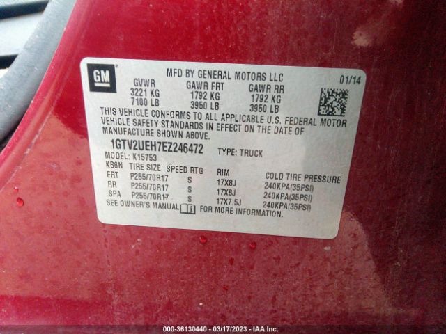 1GTV2UEH7EZ246472 GMC Sierra 1500 Sle