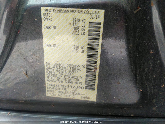 Nissan ALTIMA 2.5 2014 1N4AL3APXEN337090 Image 10