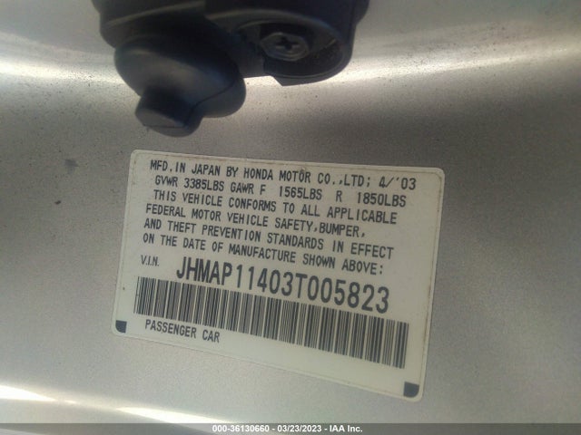 Auction sale of the 2003 Honda S2000, vin: JHMAP11403T005823, lot number: 36130660