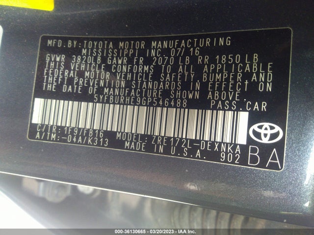 Toyota Corolla L/le/s/s Plus/le Plus 2016 5YFBURHE9GP546488 Image 10