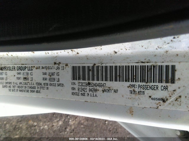 2013 CHRYSLER 200 LX VIN: 1C3CCBAB5DN646647
