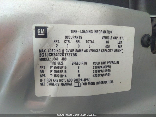 Chevrolet Cavalier 2002 3G1JC52402S172753 Image 10