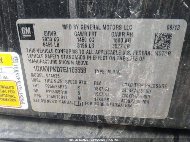 GMC ACADIA SLE 2014 1GKKVPKD7EJ185558 Image 9