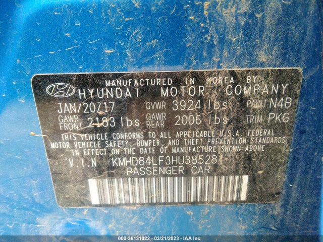 Hyundai ELANTRA SE 2017 KMHD84LF3HU385281 Image 11