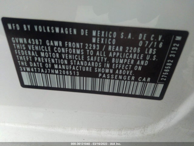 3VW4T7AJ7HM206513 Volkswagen JETTA GLI