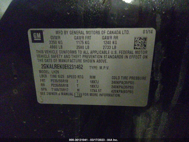 GMC Terrain Sle 2014 2GKALREK0E6231462 Image 9