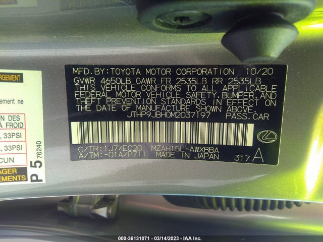 JTHP9JBH0M2037197 Lexus Ux Ux 250h
