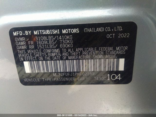 ML32FUFJ1PHF02189 Mitsubishi Mirage G4 Le/es/black Edition