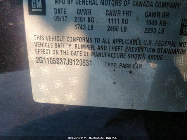 Chevrolet IMPALA LT 2018 2G1105S37J9120631 Image 10
