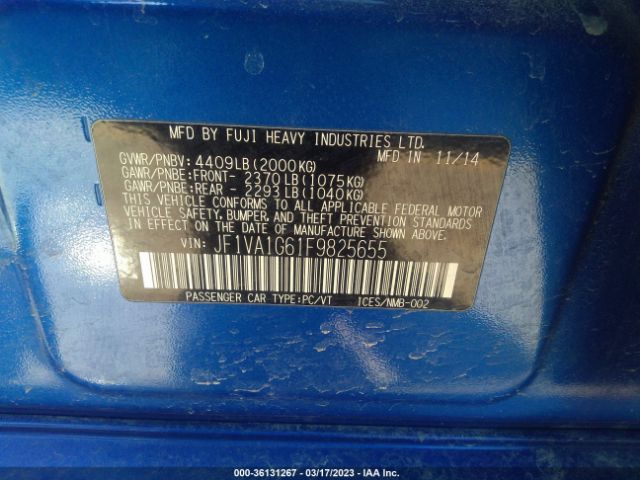 JF1VA1G61F9825655 Subaru Wrx Limited