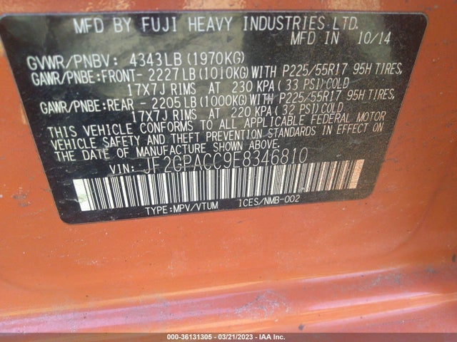 Subaru Xv Crosstrek Premium 2014 JF2GPACC9E8346810 Image 10