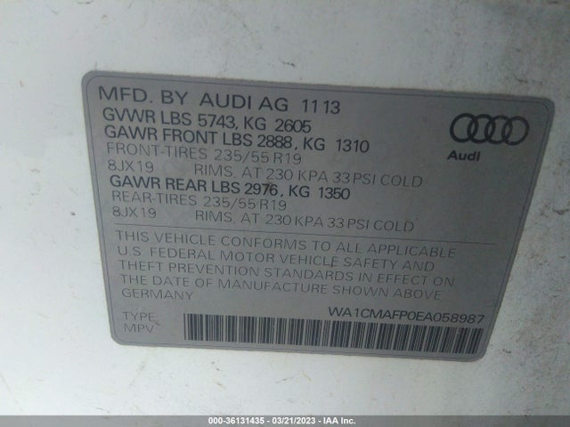 Audi Q5 Premium Plus 2014 WA1CMAFP0EA058987 Image 9