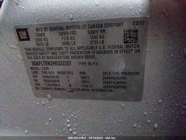 GMC Terrain Sle 2017 2GKFLTEK2H6322207 Image 9