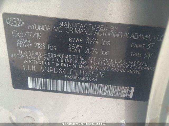Hyundai ELANTRA SEL 2020 5NPD84LF1LH555516 Image 9