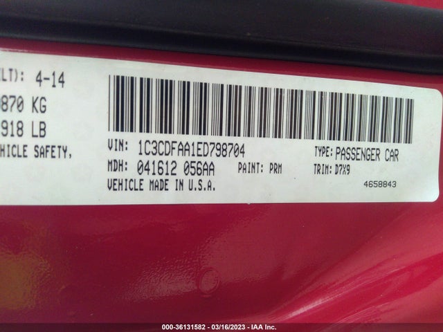 Dodge DART SE 2014 1C3CDFAA1ED798704 Image 9