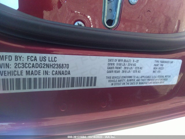 2C3CCADG2NH236870 Chrysler 300 Touring L