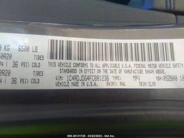 1C4RDJDG4FC881236 Dodge DURANGO LIMITED