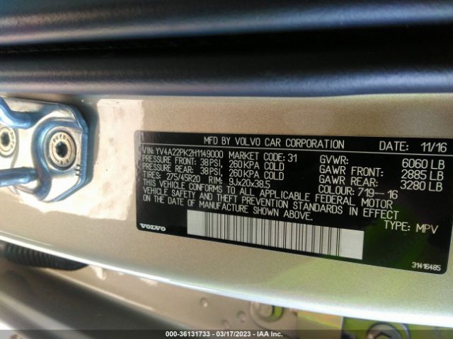 YV4A22PK2H1149000 Volvo Xc90 Momentum