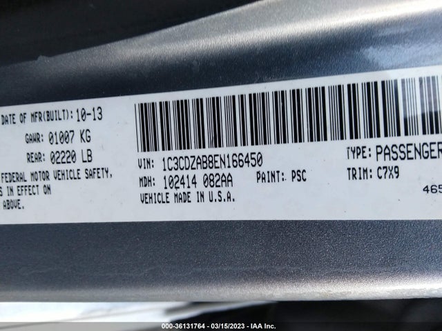Dodge AVENGER SE 2014 1C3CDZAB8EN166450 Image 9