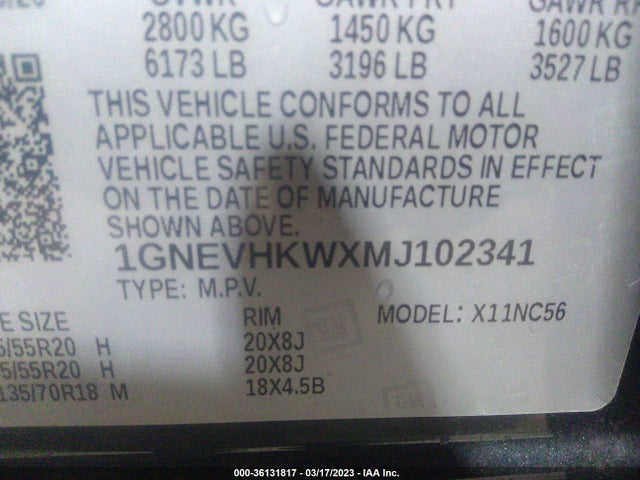 Chevrolet Traverse Lt Leather 2021 1GNEVHKWXMJ102341 Image 11