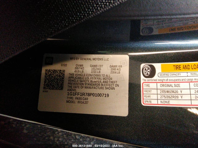 2023 CHEVROLET CAMARO 1SS VIN: 1G1FF1R78P0100719
