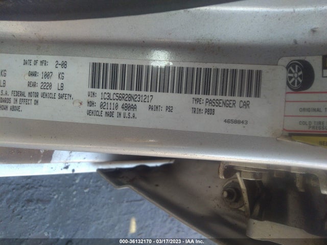 2008 CHRYSLER SEBRING TOURING VIN: 1C3LC56R28N231217