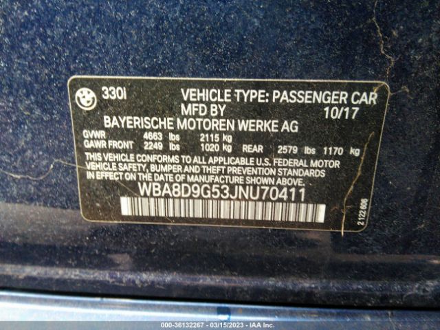 WBA8D9G53JNU70411 BMW 3 Series 330i Xdrive