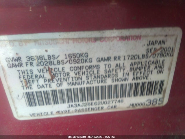 JA3AJ26E62U027746 Mitsubishi Lancer