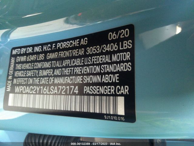 WP0AC2Y16LSA72174 Porsche Taycan Turbo