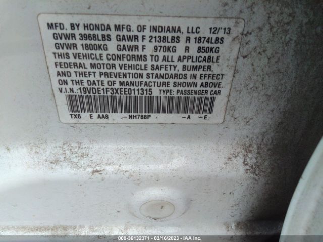 19VDE1F3XEE011315 Acura ILX