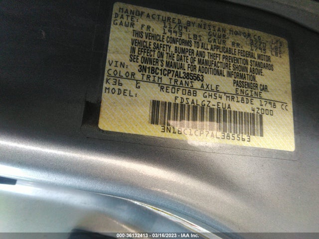2010 NISSAN VERSA 1.8 SL VIN: 3N1BC1CP7AL385563