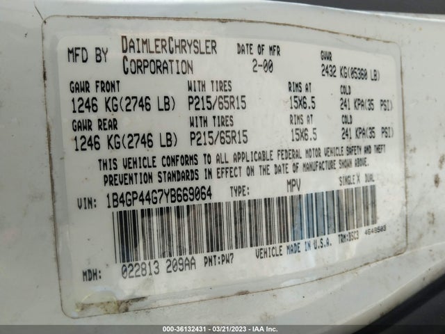 Dodge Grand Caravan Se 2000 1B4GP44G7YB669064 Image 10