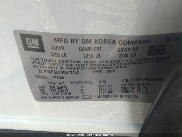 Chevrolet Trailblazer Lt 2022 KL79MPSL1NB072152 Image 9