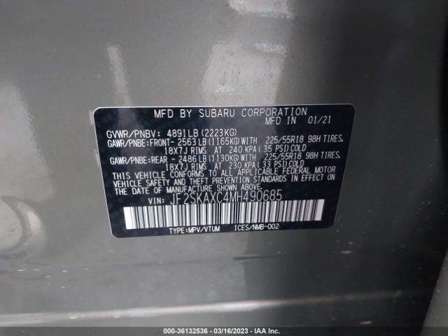 JF2SKAXC4MH490685 Subaru Forester Touring