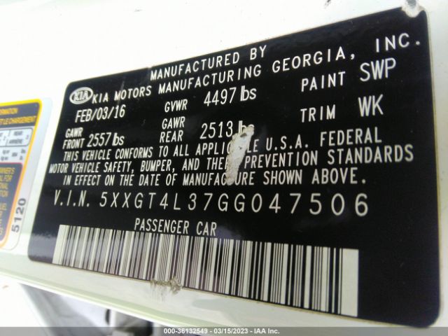 5XXGT4L37GG047506 KIA Optima Lx