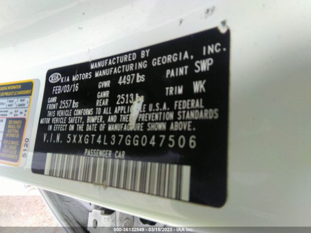 5XXGT4L37GG047506 KIA Optima Lx