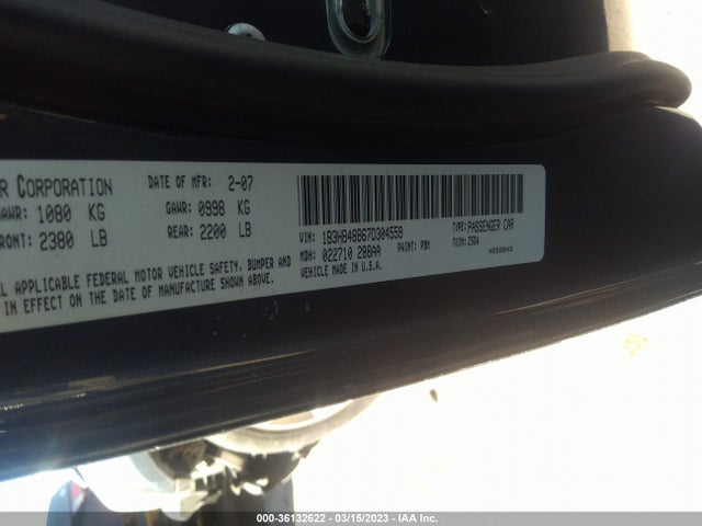 2007 DODGE CALIBER SXT VIN: 1B3HB48B67D304559