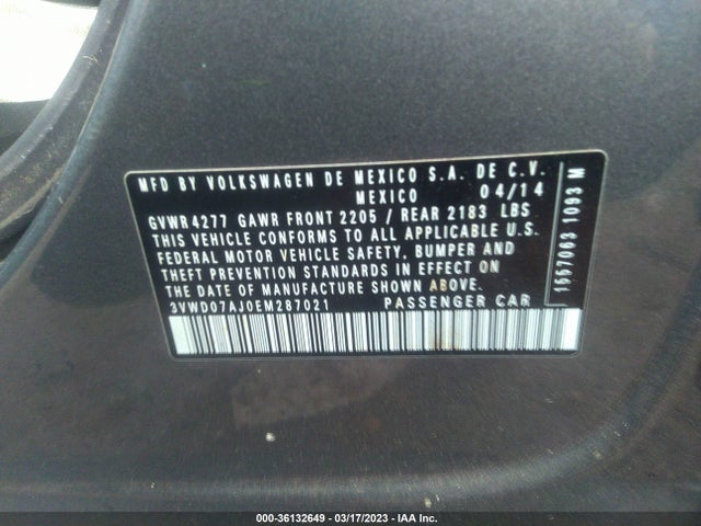 3VWD07AJ0EM287021 Volkswagen Jetta Sedan Se W/connectivity