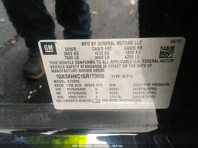 Chevrolet Suburban Lt 2016 1GNSKHKC1GR170695 Image 10