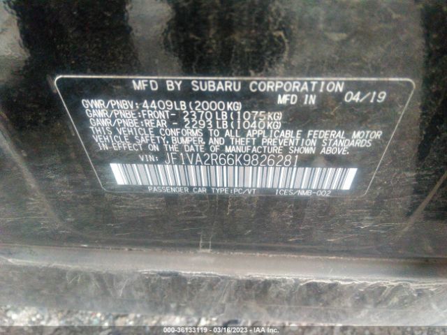 JF1VA2R66K9826281 Subaru Wrx Sti
