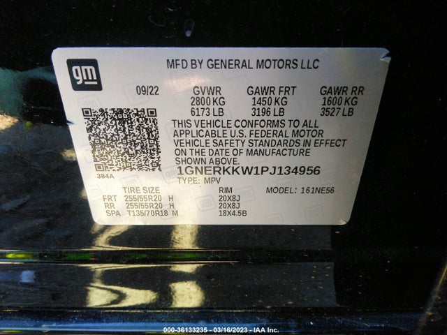 Chevrolet Traverse Premier 2023 1GNERKKW1PJ134956 Image 10