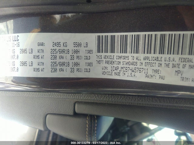 1C4PJMDB7HW576711 Jeep Cherokee Limited