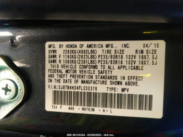 5J8TB4H34FL030379 Acura RDX