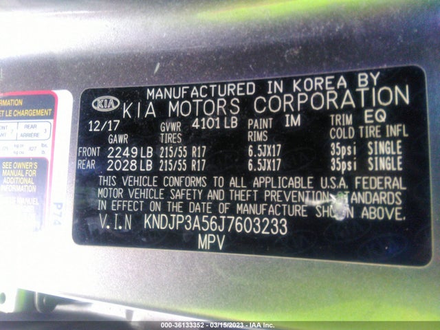 KIA SOUL + 2018 KNDJP3A56J7603233 Image 9