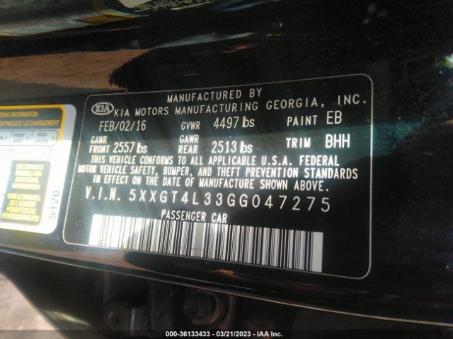 5XXGT4L33GG047275 KIA Optima Lx
