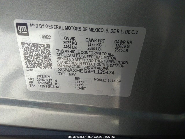 Chevrolet EQUINOX LS 2023 3GNAXHEG9PL125474 Image 9
