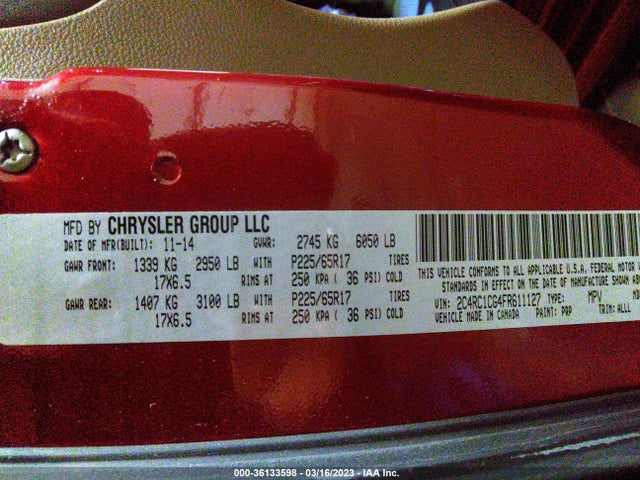 2C4RC1CG4FR611127 Chrysler Town & Country Touring-l
