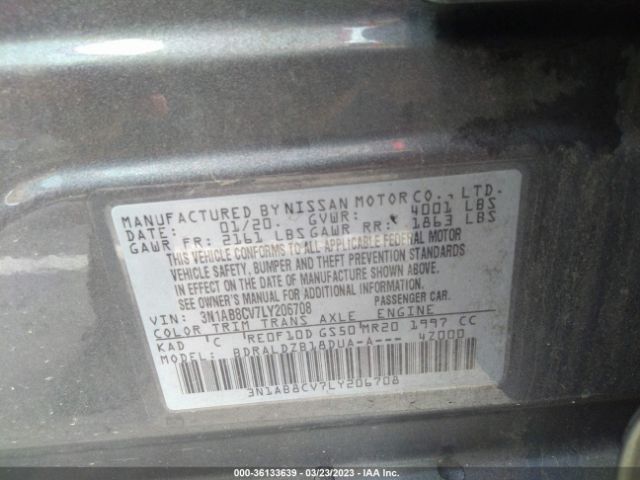 3N1AB8CV7LY206708 Nissan SENTRA SV