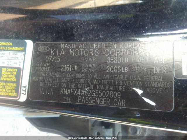 KNAFX4A62G5502809 KIA FORTE LX